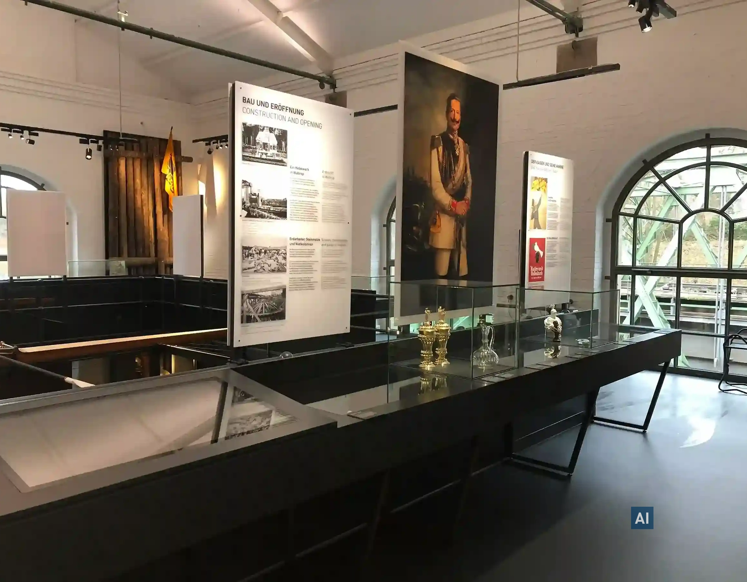 Museum mit Ausstellungsstücken und Bogenfenster foliert mit Haverkamp UV 90NR SR zum Schutz vor UV-Einstrahlung.
