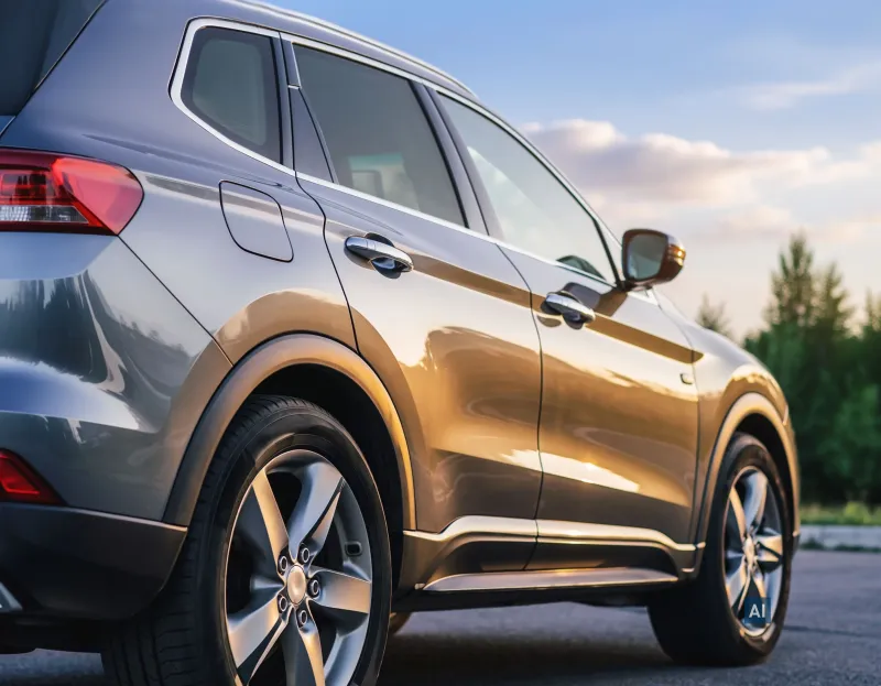 SUV im warmen Abendlicht; die hinteren Seitenscheiben sind dezent getönt mit HAVERKAMP Ceramic Bond 40.