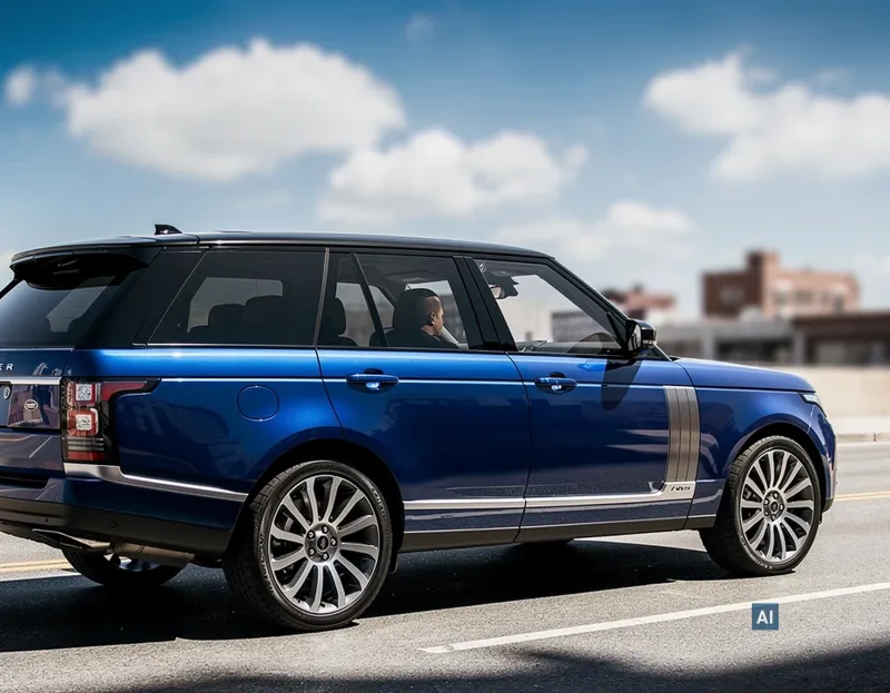 Blaues Luxus-SUV in der Stadt mit dezenter HAVERKAMP Ceramic Bond 50 Tönungsfolie auf den hinteren Scheiben.